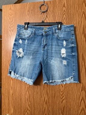 True Craft Distressed Light Blue Denim Shorts